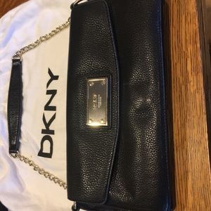 DKNY pebble grained leather evening bag